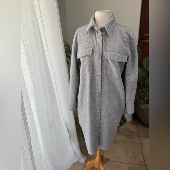 H&M Jackets & Blazers - H&M Gray Longline Shacket / Shirt Dress – Size‎ Small